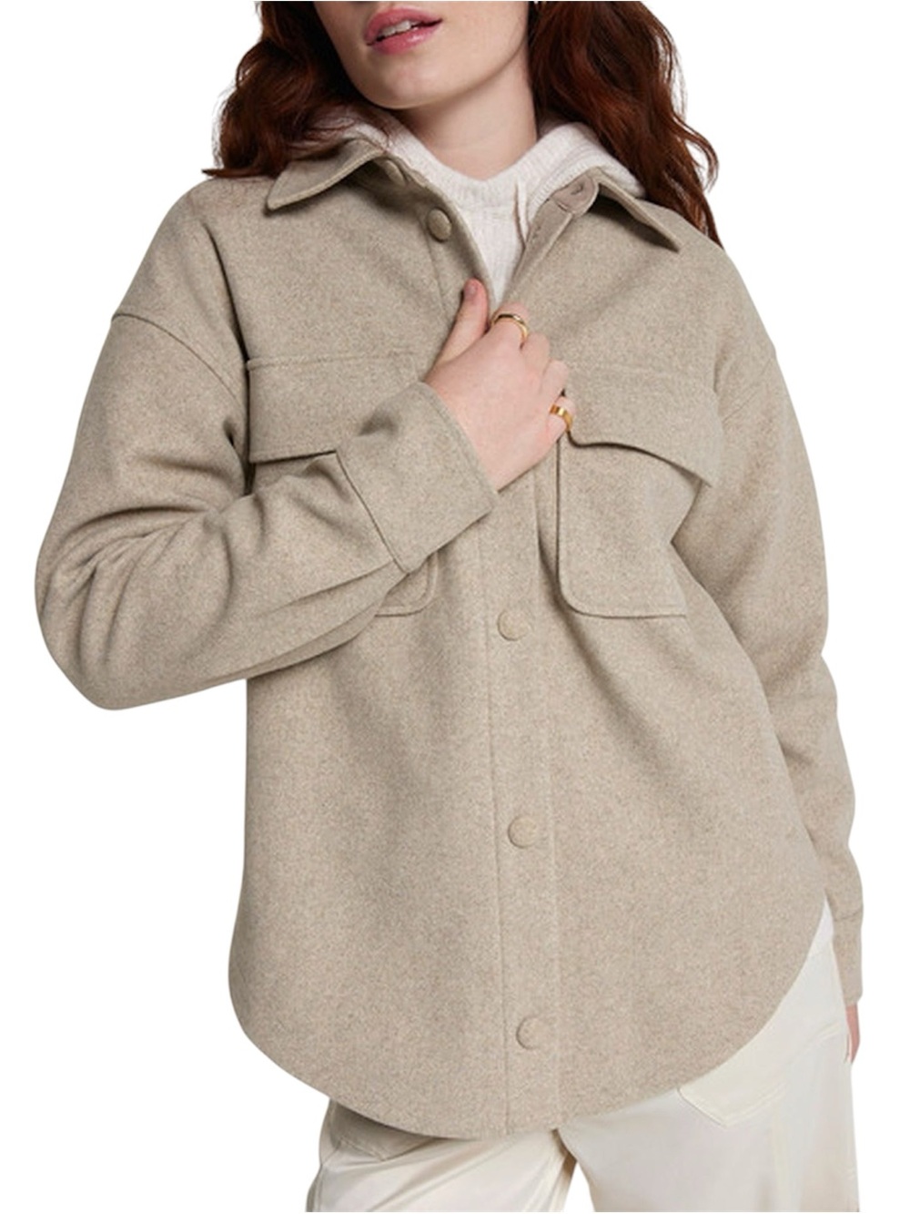 CALIA Oatmeal Heather Patch Pocket Shacket Size XL
